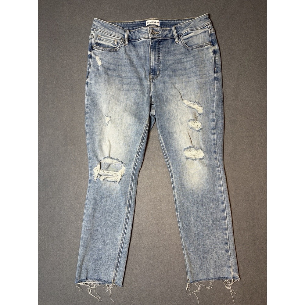 Studio Blue Aranza Capri Skinny Jean Mid Rise Distressed Denim Women's Sz 14W